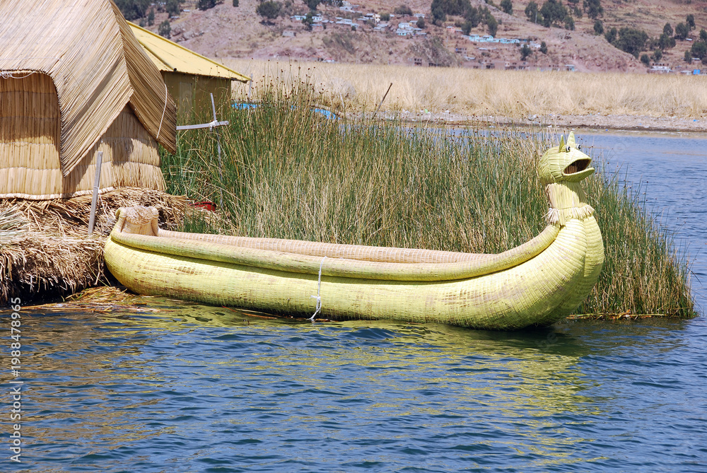 Titicaca Reed Raft TITICACA LAKE PERU: Titicaca lake reed boats and rafts, along with ...