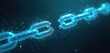 © Vadym - Digital chain link broken blue glow. Abstract network connection fail concept. Cyber security threat data breach symbol. Virtual data transfer interruption. Futuristic tech error symbol.