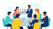 © humais - Diverse professionals gather around a table, discussing charts and graphs on screens