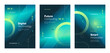 © CheowKeong - Modern hi-tech poster set. Abstract green digital business vector template background.