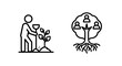 © Most - Icons depicting a person planting a seedling and a family tree with people icons genealogy icon growth icon human icon planting seedling genealogy