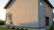 © Creative Concepts  - Painter on a ladder painting house wall with massive copy space