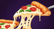 © 00adobestock15 - A delicious slice of pizza with melted cheese and fresh toppings being lifted