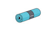 © Ehtsham - Modern flat vector icon of a rolled blue yoga mat with editable stroke. Clean minimalist illustration for fitness, pilates, and exercise equipment. Scalable graphic for health and wellness apps.