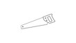 © Imran - Minimalist black line vector icon illustration of a traditional handsaw for carpentry, woodworking, and DIY home improvement projects, isolated on white background for scalable design use.