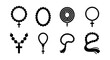 © Hasna - Religious rosary bead icons, catholic prayer cross silhouettes, 8 vector elements set