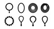 © Sohel - Black prayer beads icon set, 8 religious rosary vector silhouettes, spiritual jewelry