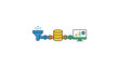 © Saif - Modern flat data pipeline illustration with editable stroke featuring a funnel, database, and analytics monitor representing information processing, ETL, and big data management vector icon.