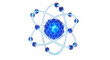 © Vibu design  gallery - Glowing blue atom with electron orbitals