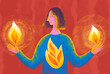 © Marusya Wrobel/Stocksy - Person holds flames with both hands in a bright setting