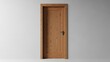 © Dadang - Modern wooden door design with dark handle against a clean minimalist gray wall in an empty room