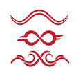 © BEST DESIGN STORE - Red on white background, wavy lines and infinity symbols abstract