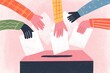 © Volha Kaliaha/Stocksy - Diverse hands holding voting ballot above election box
