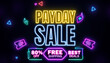 © GDShahid - Bright neon payday sale banner with glowing discounts free shipping and best deals promotion advertisement