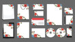 © Jayed - Corporate identity branding set with elegant rose flower patterns on various stationery items for business use.