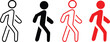 © Sidvec - Walking Man Figure Silhouette Set, Human Motion Pedestrian Vector Illustration Web Icon Minimal Outline Drawing Clipart Symbol Collection
