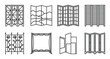 © GoDesigner - Decorative room dividers and screens set, diverse styles and patterns, interior design elements, foldable partitions, modern home decor.