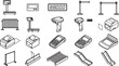 © Precision CAD System - A comprehensive collection of business and retail objects, illustrated with precision in a monochrome style, perfect for illustrating the details of different equipment.