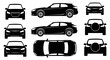 © Laskar - Set of Car Silhouettes: Front, Side, and Top Views