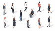 © Asit - Isometric illustration depicting a diverse group of people walking and standing