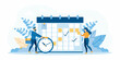 © Asit - Team collaborating on scheduling and task management with a large calendar