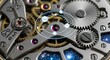 © adniluy - Timeless precision detailed macro view of a sophisticated mechanical watch movement seamlessly integrated with an innovative holographic solar system projection