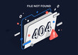 © yunita - Isometric 404 Error Message Illustration - File Not Found Website Landing Page Concept
