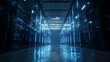 © Sussa Mgt - Futuristic data center aisle with glowing blue server racks and reflective floor