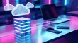 © Design Store - Futuristic cloud computing setup with glowing servers and digital connections representing data storage and network infrastructure