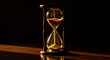 © avan - Hourglass with flowing golden sand measuring time in dark dramatic lighting