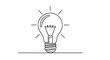 © aput - Single line drawing of a glowing light bulb symbolizing innovation and new ideas.