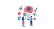 © Cerys - Mental health and cognitive problem solving concept showing people working together to untangle complex thoughts and brain processes.