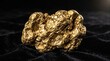 © horizon - Massive raw gold nugget resting on luxurious black velvet with intense metallic shine and dramatic studio lighting, detailed photorealistic.