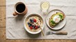 © bejopayon - Breakfast table with oatmeal and toast.