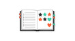 © bramastaa - Open notebook with colorful star stickers.