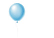 © Viola - delicate watercolor illustration of a weightless light sky blue party balloon floating with a white string against a high-key transparent background, concept of airy celebration and greeting design