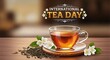 © Rushi - Steaming cup of tea on international tea day celebrated with dried flowers and loose leaf tea