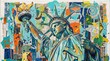 © Abd - Iconic Statue of Liberty in a Vibrant, Abstract Collage Style