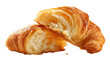 © Shariful - Two halves of golden buttery croissant showing honeycomb texture isolated on transparent background png.