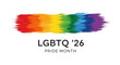 © PhotoArtHub - Rainbow brush stroke on white, LGBTQ pride month, concept of acceptance, diversity, and community celebration, space for promotion