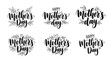 © MdAktar - Collection of six handwritten 'happy birthday' cards in black ink on white background