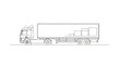 © Tani - Line Art Illustration of a Semi-Truck Trailer with Cargo Loading Bays