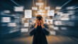 © LivioOzuna - Overwhelmed by Digital Chaos: A man grapples with a flood of digital information and virtual overload, embodying the struggles of modern overload