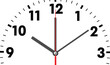 © Authentic - Analog clock face with red second hand at 10:00 on time measurement chronometer counting schedule appointment deadline punctual punctuality instantanous timekeeping background minimalist