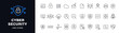 © Meico Studio - Cyber security line icons set featuring minimal vector symbols, modern outline style, and clean design. Perfect for apps, UI design, web security projects, tech interfaces, and digital branding.