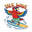 © MuhArif - Colorful Parrot on Surfboard Riding Wave.