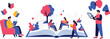 © Aln - People reading and learning together outdoors with books and devices