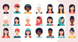 © Joele - Large collection of diverse female avatars representing various ethnicities, ages, and styles in a modern flat vector illustration.