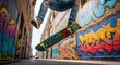 © Edi - Skateboarder Performing Trick in Graffiti Alley