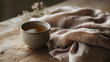 © Lumi Stock Studio - cozy morning slow living scene with a ceramic cup of herbal tea on a wooden bedside table, wellness lifestyle concept with soft linen bedding and warm natural sunlight, serene and mindful atmosphere